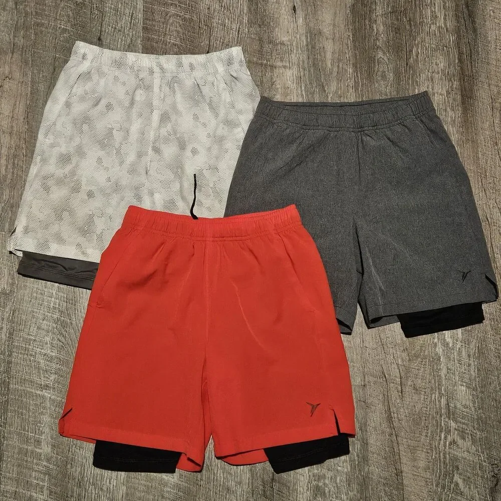Old Navy Active Stretchtech Girls Medium Size 8 Lot of 3 Gray Camo Red